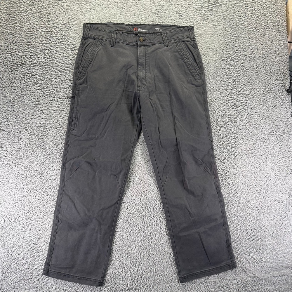 The American Outdoorsman Pant Mens 36x30 Gray Cotton Khakis Straight Stretch